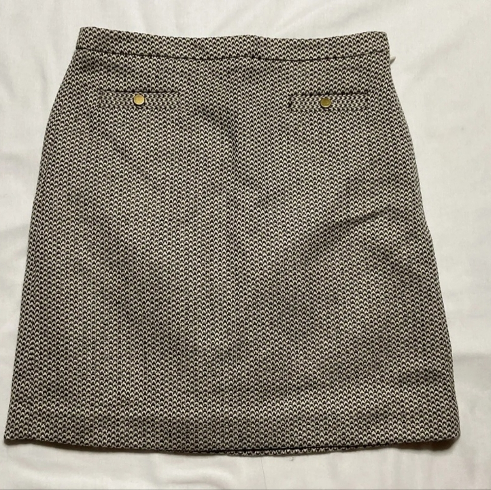 Ann Taylor LOFT Lined Pencil SkirtBrown with Gold AccentsSize 0P (See LOFT S